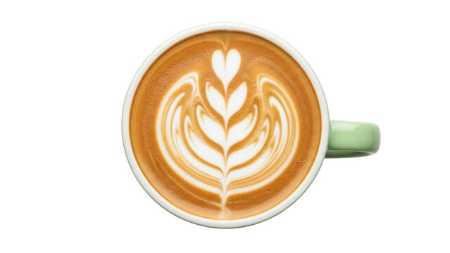 Isolated latte art tulip coffee beverage, espresso in a cup, hot drink, coffee shop concept