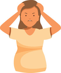Fototapeta premium Young woman experiencing stress and frustration, holding her head with hands and displaying an angry expression