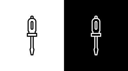 Screwdriver White Icon Set Vector 