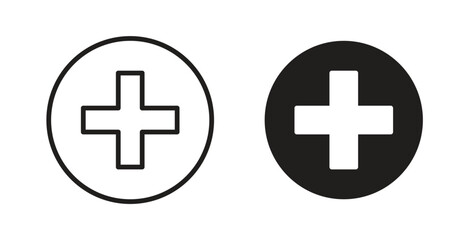 Fototapeta premium Plus icon glyph and line set thin line symbol concept.