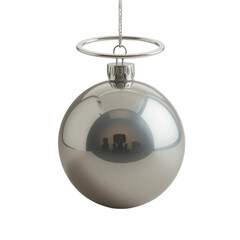 Minimal Silver Christmas Ball Ornament with Glossy Metallic Finish