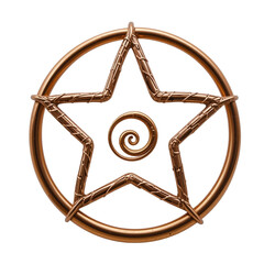 Bronze 3D Star Emblem with Spiral Center