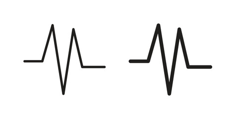 Pulse icon glyph and line set thin line symbol concept.
