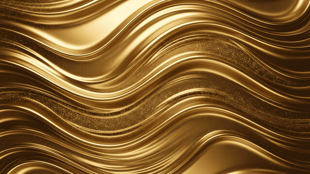 Luxury Abstract Gold Liquid Background with Shiny Metallic Texture