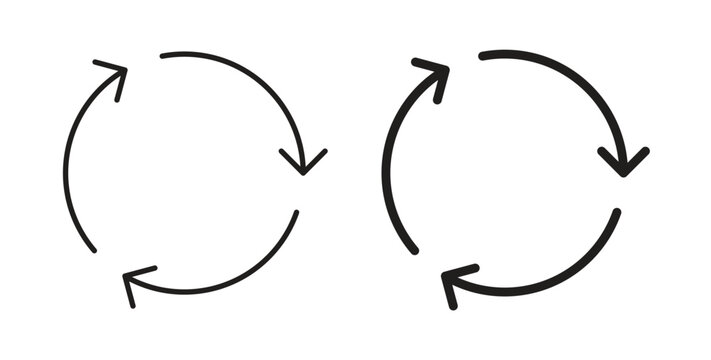 Recycle icon glyph and line set thin line symbol concept.