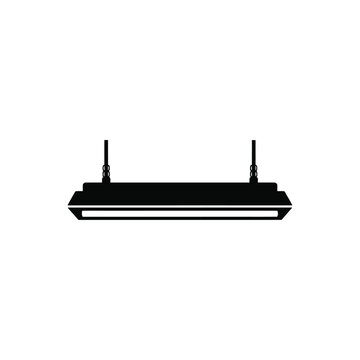 Black silhouette of a linear ceiling light fixture