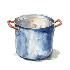 A painting of a metal cooking pot design set. Hand-painted style, vectorized, vector set available in EPS An Elegant watercolor vector set, eps format, my illustration design, collection