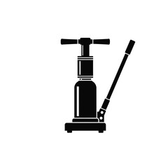Black silhouette of a manual air pump with handle tool