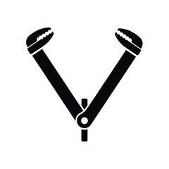 Black silhouette of a mechanical claw gripper vector