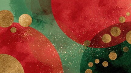 Abstract Christmas design with red, green, and gold circles