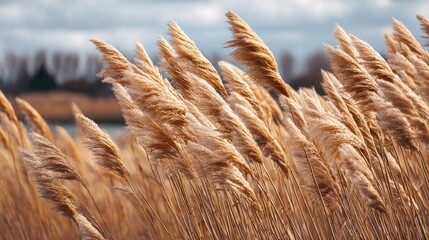 Golden grasses blowing in the wind