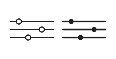 Settings sliders icon glyph and line set thin line symbol concept.