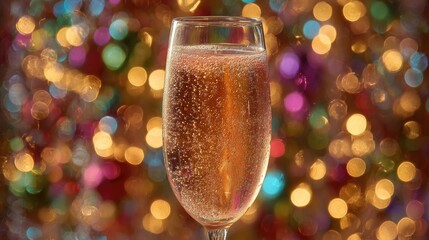 Sparkling ros? champagne glass, bokeh lights