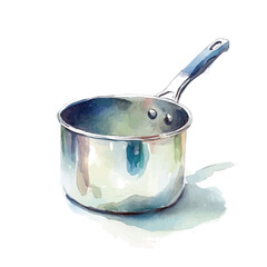 Elegant metal saucepan painting design collection, Hand-painted watercolor style, vectorized, vector set available in EPS, Simple design, EPS format set	
