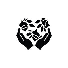 Hands holding roses symbol of love and care isolated on white background isolated on transparent background