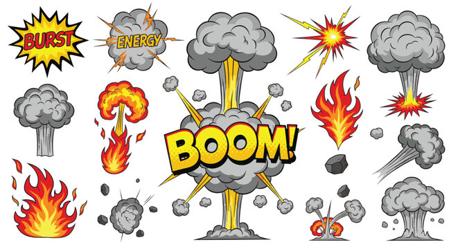 Cartoon Explosions and Fire Elements A Set of Animated Visual Effects