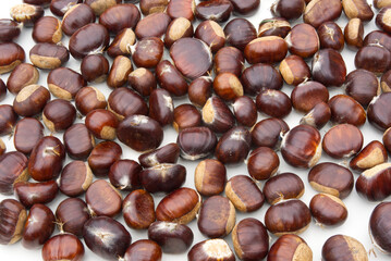 Sweet Chestnuts on white background