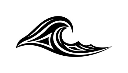 Stunning tribal wave cresting with power and grace, symbolizing strength, freedom, and the beauty of the ocean, perfect for logos and branding projects