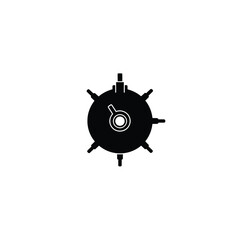Black silhouette of a naval mine with antennae ocean
