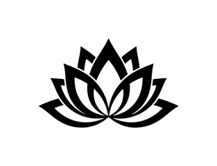 Elegant minimalist lotus flower icon for wellness brands, yoga studios, or spa designs, evokes serenity and natural beauty in skincare and holistic health projects