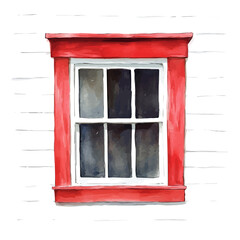 A red barn window painting design collection, Hand-painted watercolor style, vectorized, vector set available in EPS, Simple design, EPS format set	