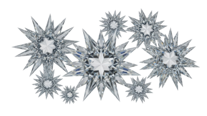 Isolated shimmering cluster of crystal stars, sparkling gems, precious stones, and elegant glitter