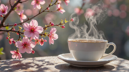 cup of coffee with flowers