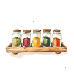 Beautiful spice rack painting design set Hand-painted style, vectorized, vector set available in EPS, An Elegant watercolor painting design collection