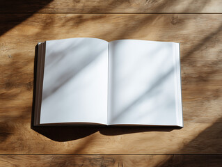 Open notebook with blank pages on a wooden desk, soft winter light, minimal planning aesthetic.