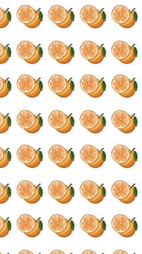 A visually refreshing vertical motion graphic featuring a repeating design of horizontally sliced watercolor orange halves, perfect for healthy living mobile content or clean story transitions.