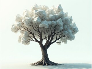 artistic tree silhouette with paper foliage