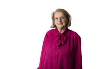 Senior woman smiling on transparent background
