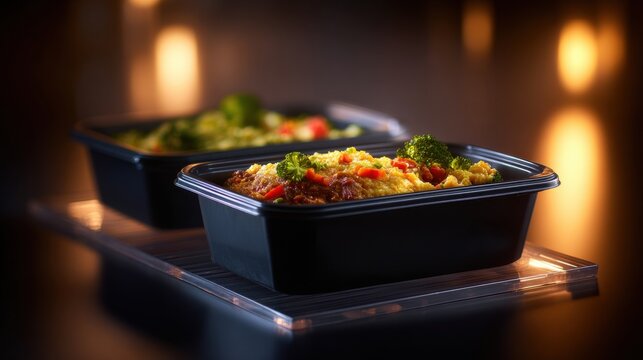 Conveniently packaged healthy meal featuring vegetables and protein sources.