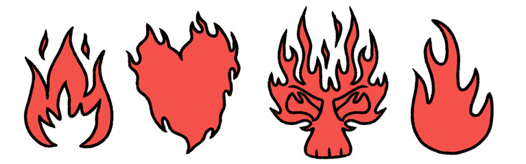 Set of flame and fire elements