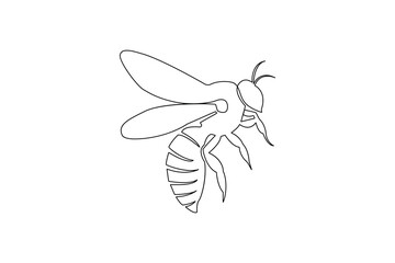 Bee outline art created with one continuous line