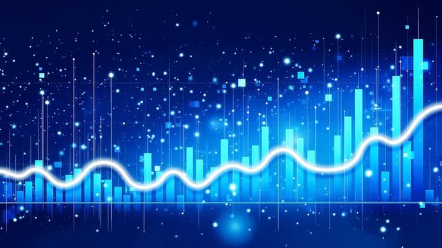 Blue digital graph with wave line