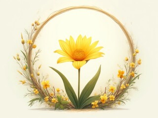 Bright Sunflower with Floral Wreath Decor