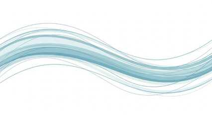 Minimal Abstract Background with Smooth Horizontal Wavy Lines in Light Blue on White