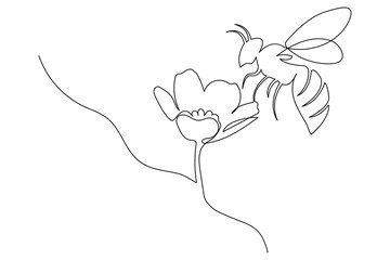 Bee minimalist continuous one line outline drawing