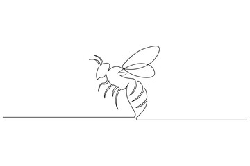 Bee one line minimal drawing with elegant outline