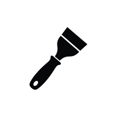Black silhouette of a putty knife on white background