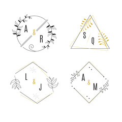 Elegant ornamental wedding monogram collection with decorative flourishes