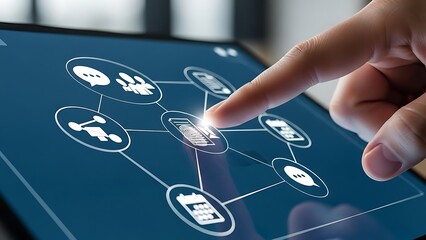 Touchscreen Technology: Finger Interacting with Digital Network Connections on a Tablet Device