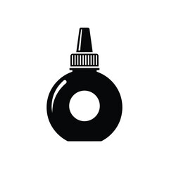 Black silhouette of a round bottle with a narrow neck and cap