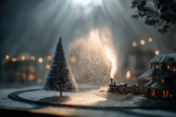 Miniature Train in Snow