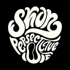 Creamy white retro script lettering on black background