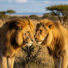 male lion and lioness