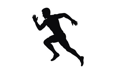 Black silhouette of a man running in motion sequence vector, fitness and sports illustration for exercise, movement, and health design themes
