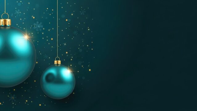 Teal Christmas Ornaments with Gold Sparkles turquoise - Powered by Adobe