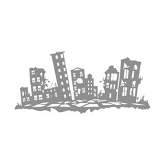 Obraz premium Ruined City Skyline Silhouette Design Illustration